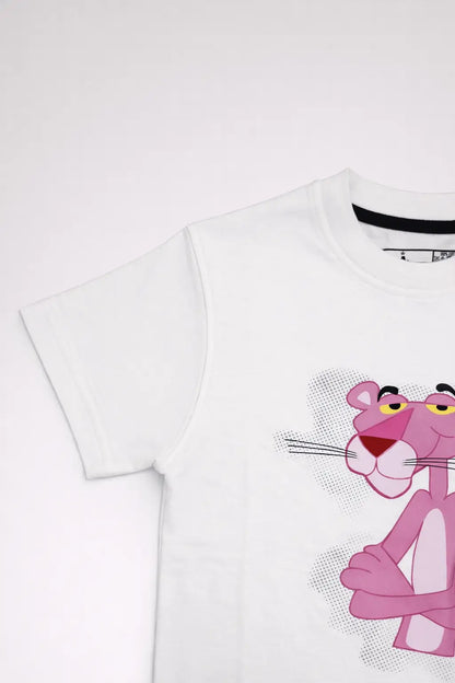 Boys white t-shirt pink cartoon character print close-up kids — MiMo Pakistan