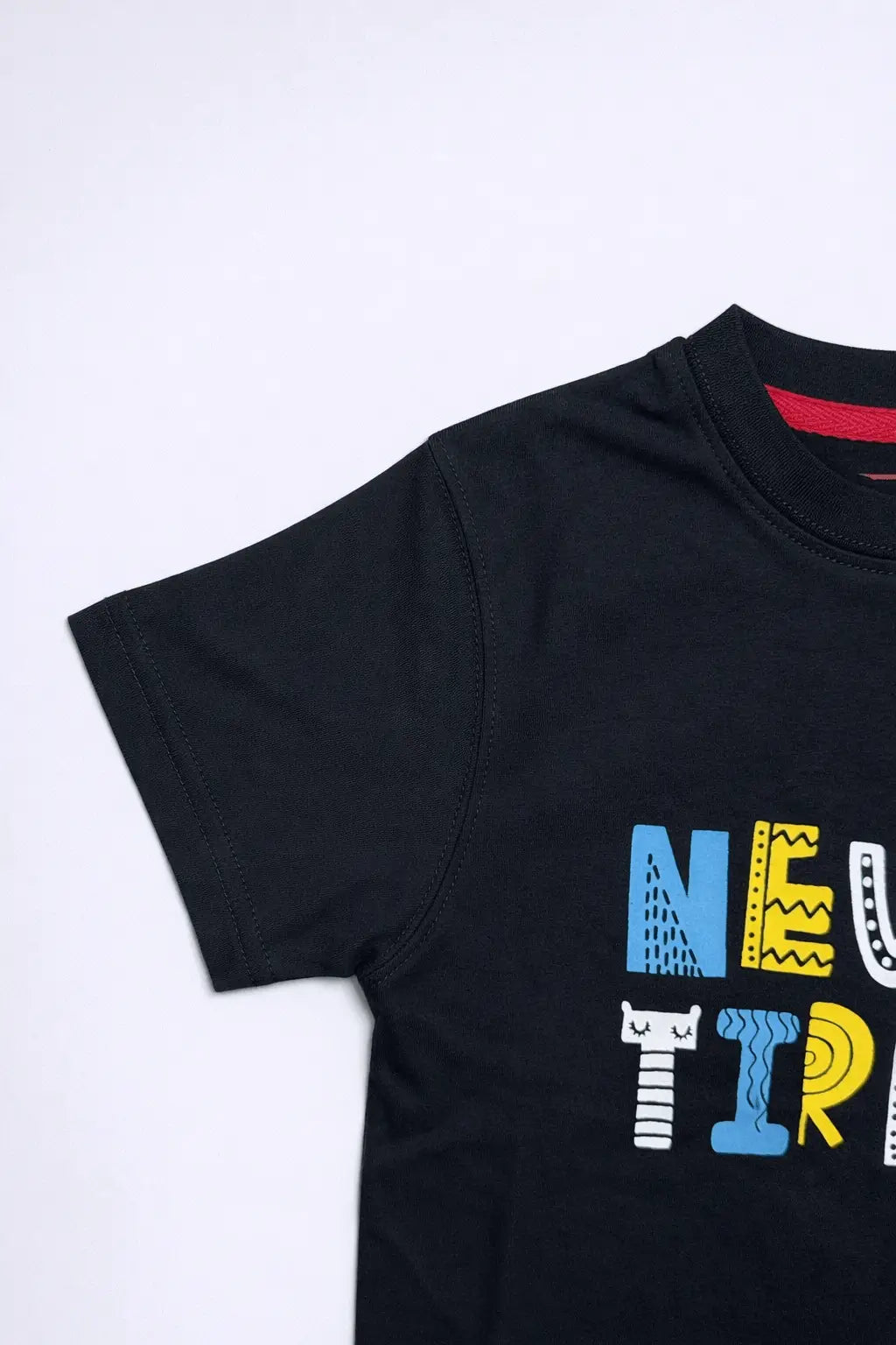 Boys navy graphic t-shirt side view soft cotton breathable kids — MiMo Pakistan