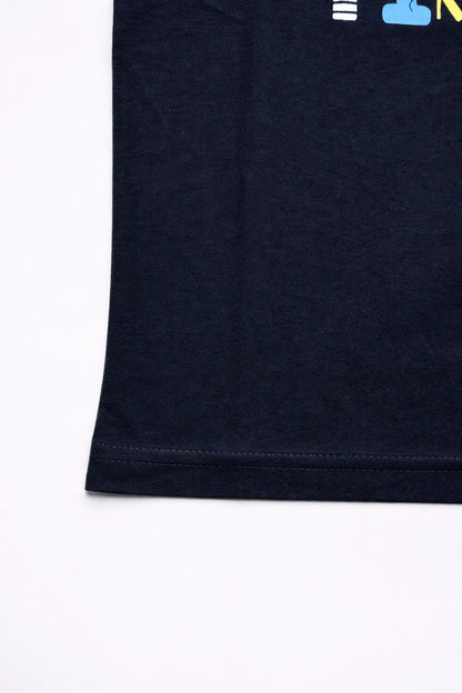 Boys navy Never Tired t-shirt back view kids summer casual wear — MiMo Pakistan