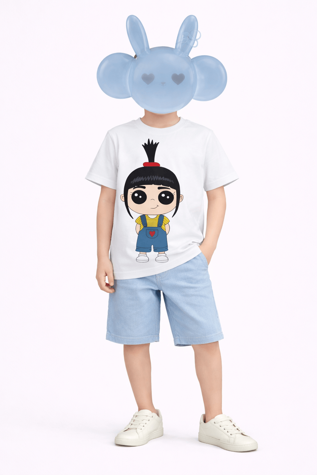 Kids White Cartoon Graphic T-Shirt