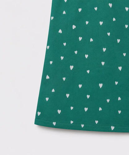 Frosted Love Girls Dress | Cute Green Heart Print Kids Frock