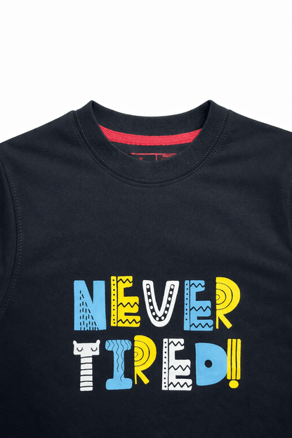 Never Tired Graphic T-Shirt Kids Summer Casual Tee