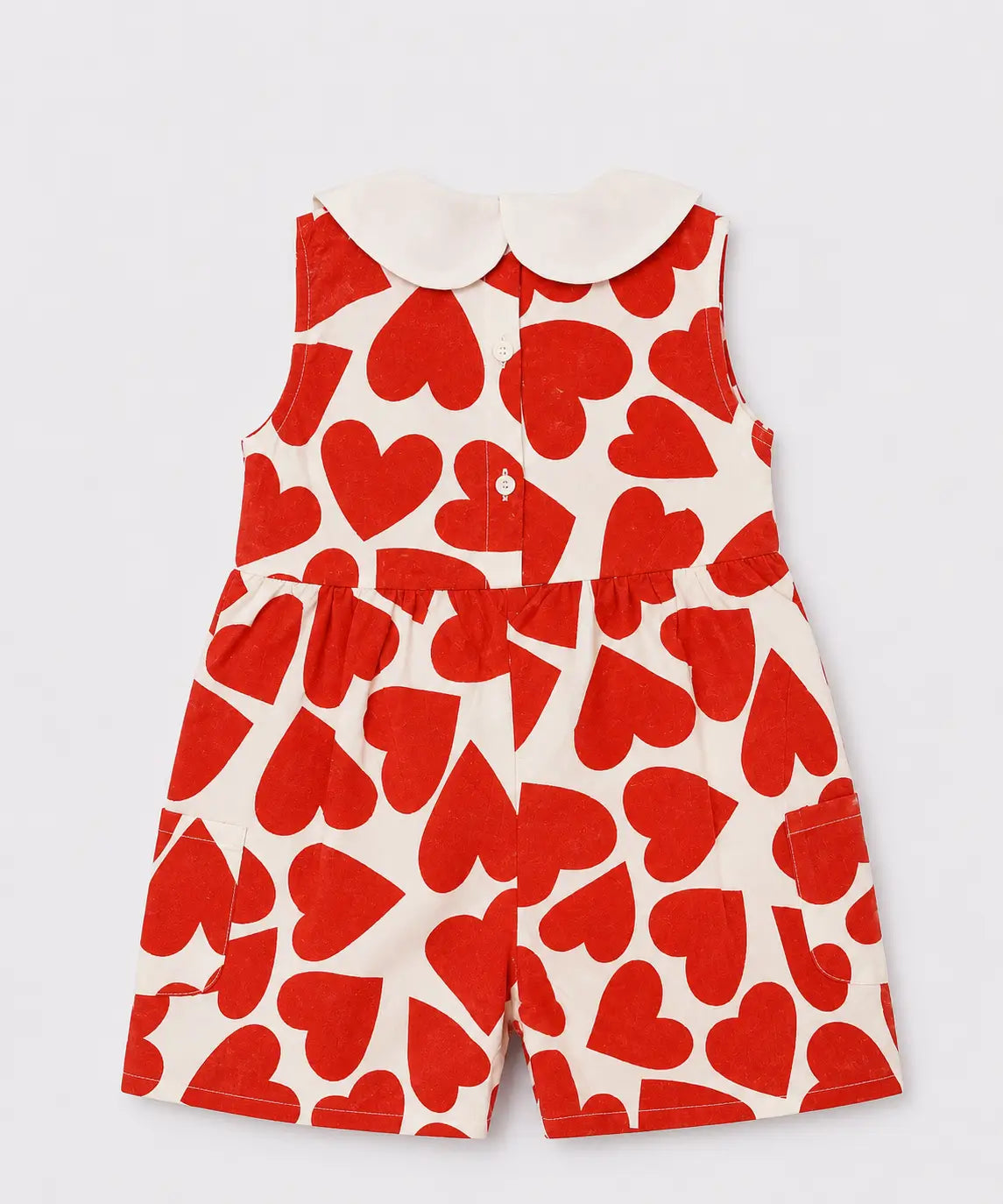 Orange Heart Girls Jumpsuit | Cute Heart Print Kids Romper Dress