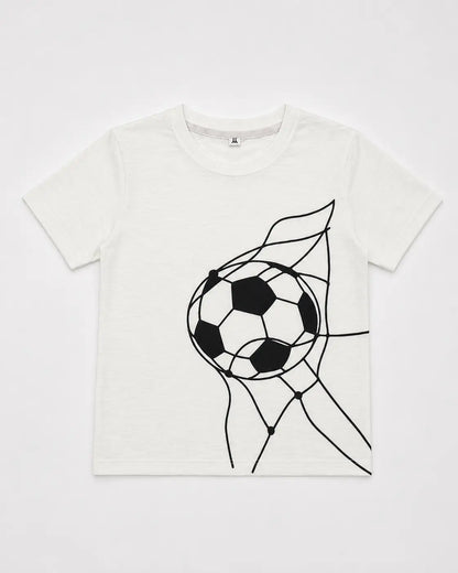 Kids White Football Graphic Unisex T-Shirt – Premium Casual Cotton Tee