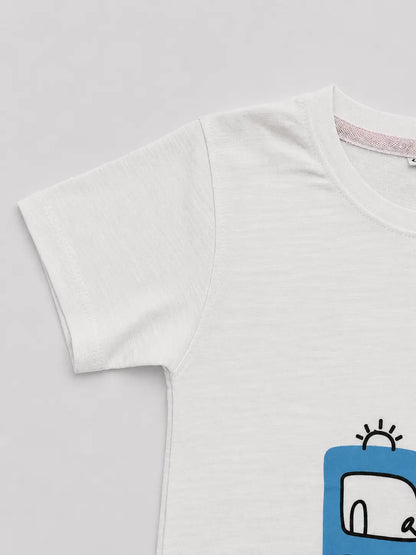 Kids Beige Tractor Graphic Unisex T-Shirt – Premium Casual Cotton Tee