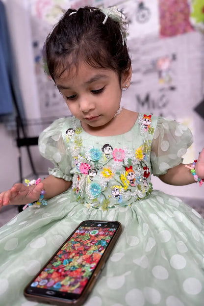 Girls mint green princess dress kids birthday party occasion 2-5 years — MiMo Pakistan