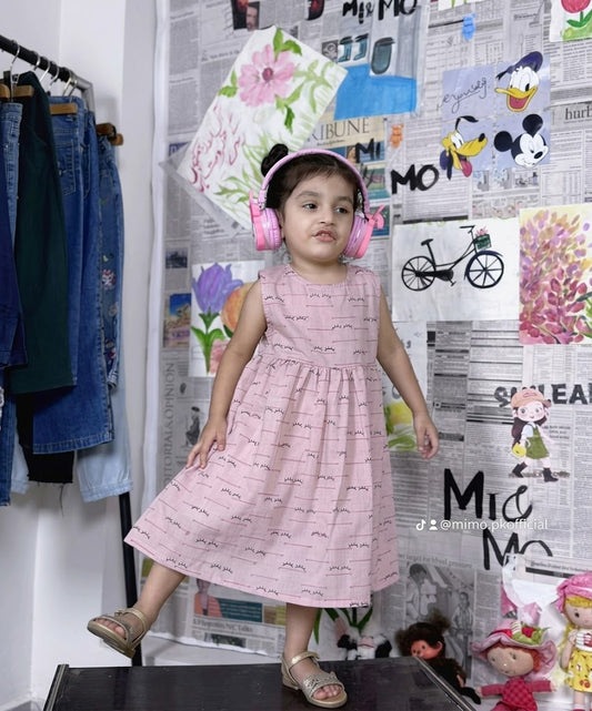 Girls pink sleeveless frock for kids party casual wear — MiMo Pakistan