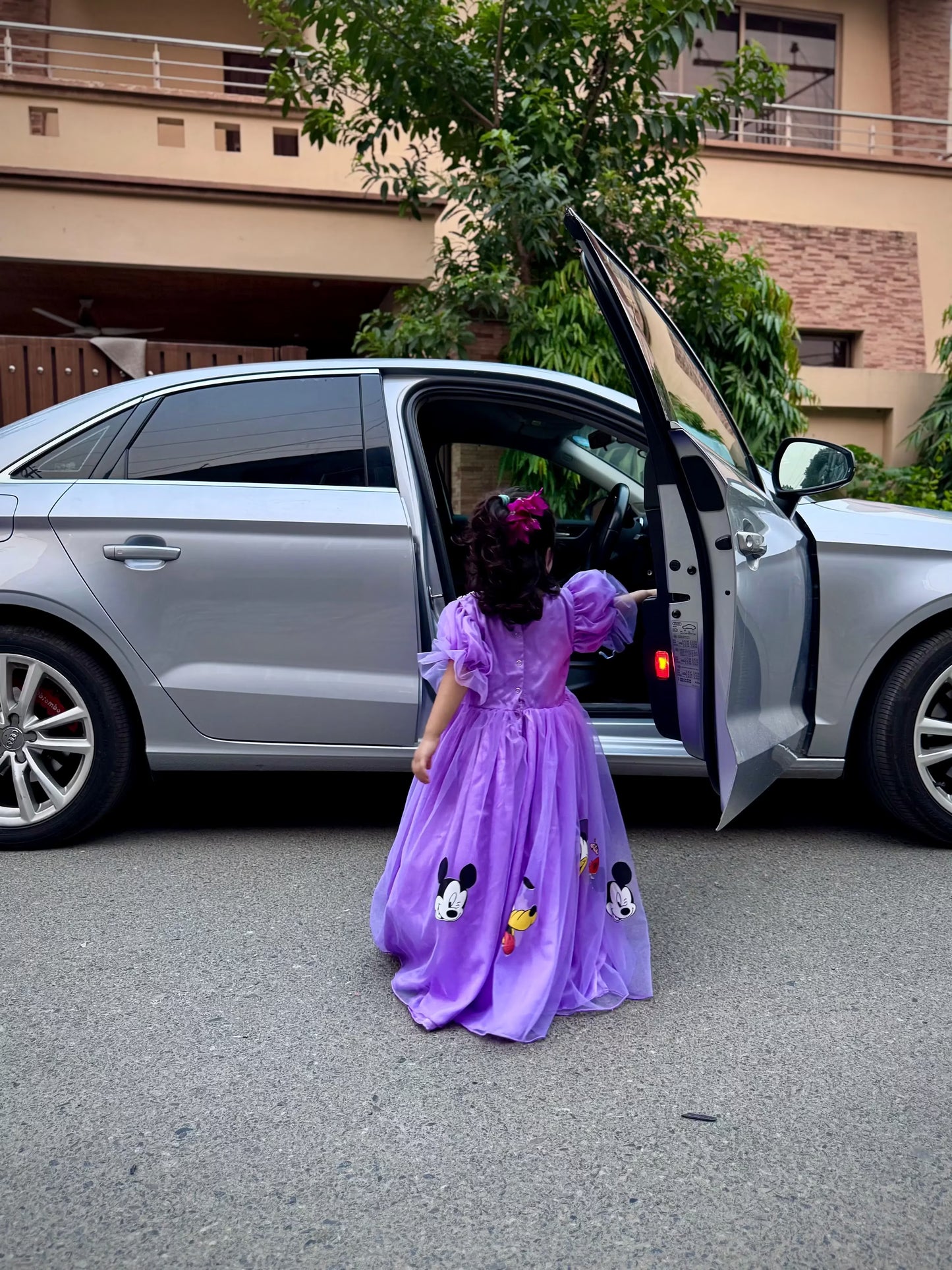 Girls purple floral princess frock full length kids 2-7 years party wear — MiMo Pakistan