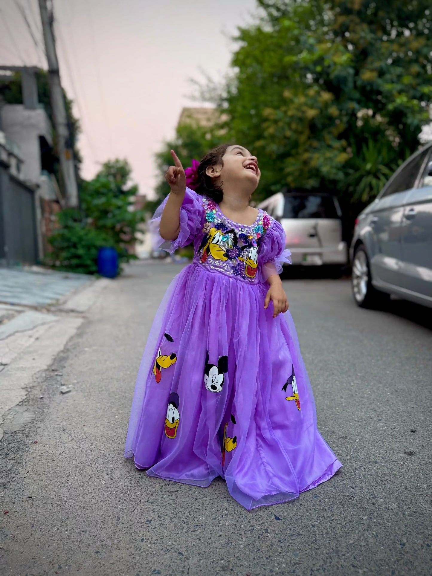 Girls purple floral embroidery princess frock kids party occasion wear — MiMo Pakistan