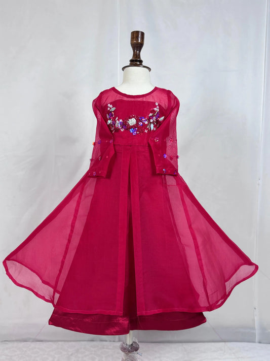 Girls red embroidered shirt with trouser kids Eid party outfit — MiMo Pakistan