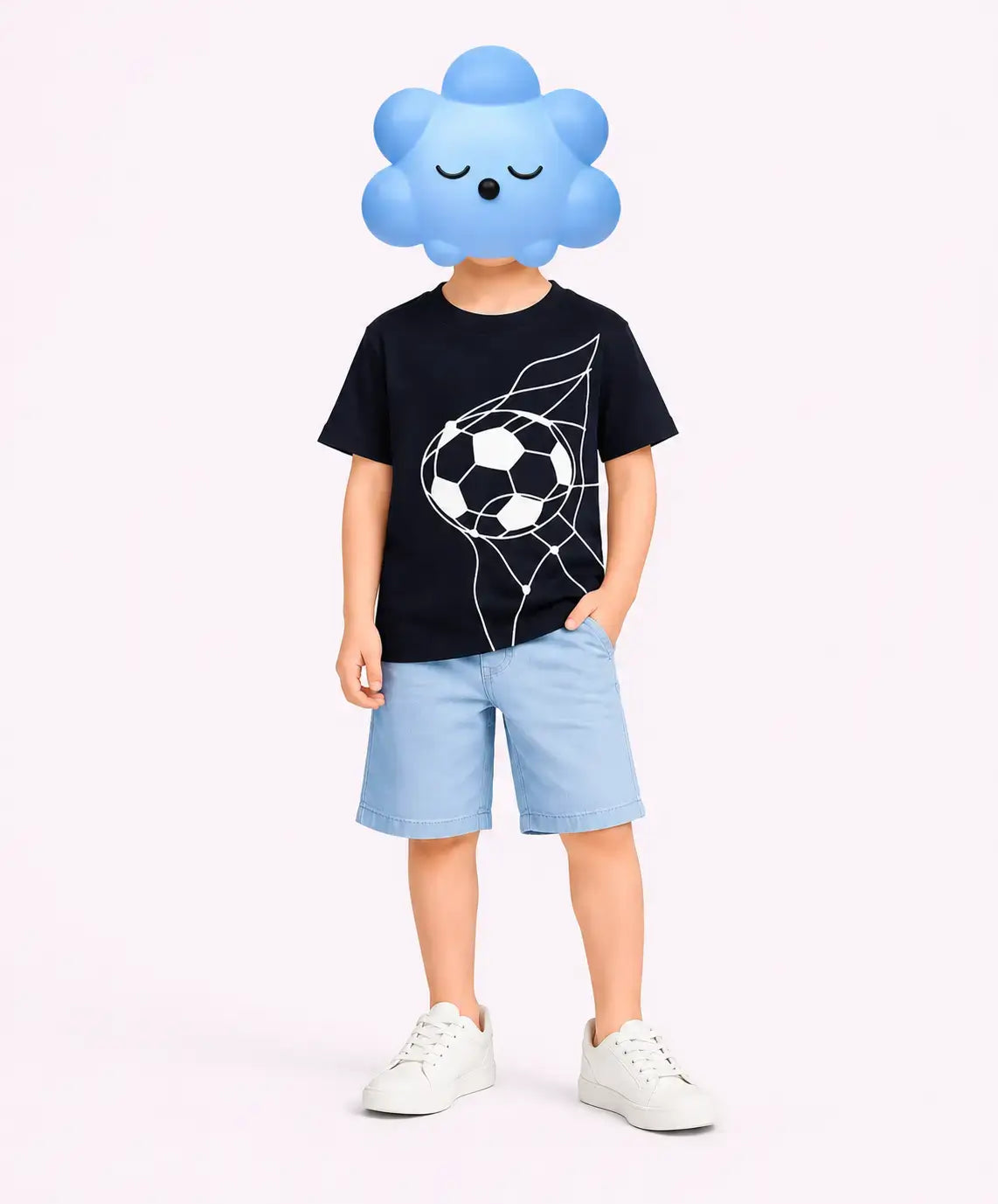 Kids black football printed t-shirt with shorts boys girls casual outfit — MiMo Pakistan
