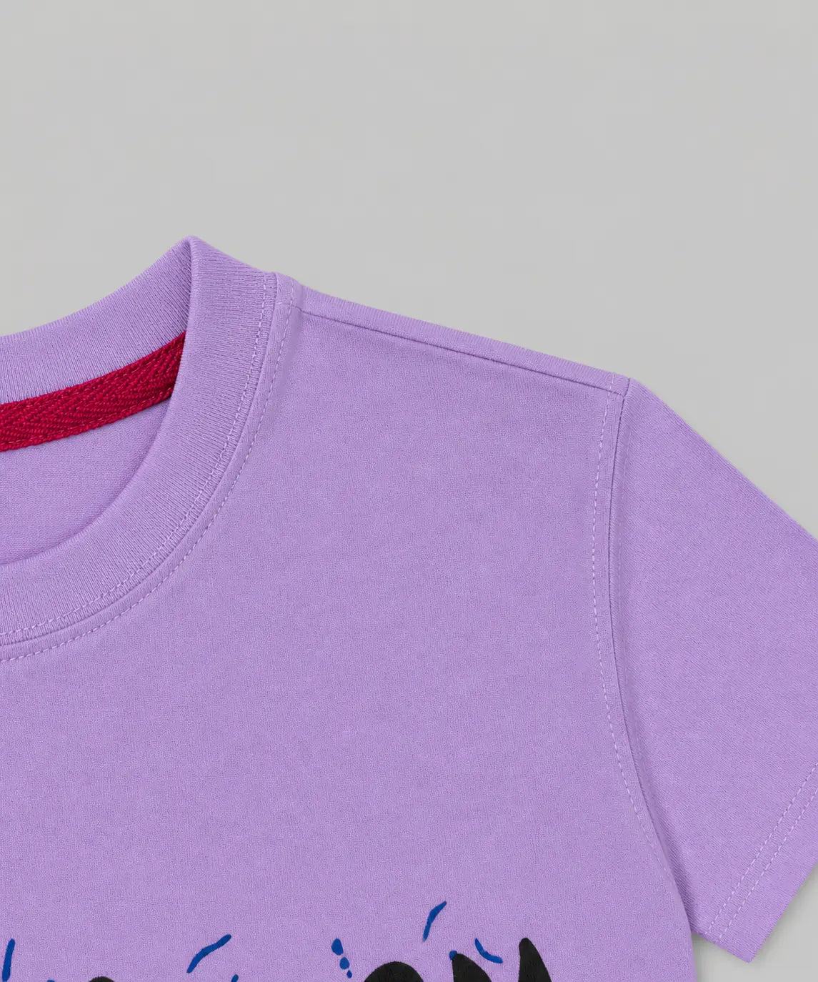 Kids purple t-shirt blue shark cartoon print close-up summer wear — MiMo Pakistan