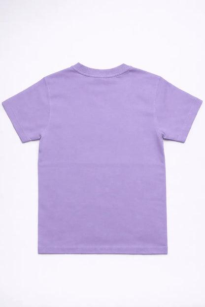 Boys lavender cat printed t-shirt flat lay 5-11 years — MiMo Pakistan