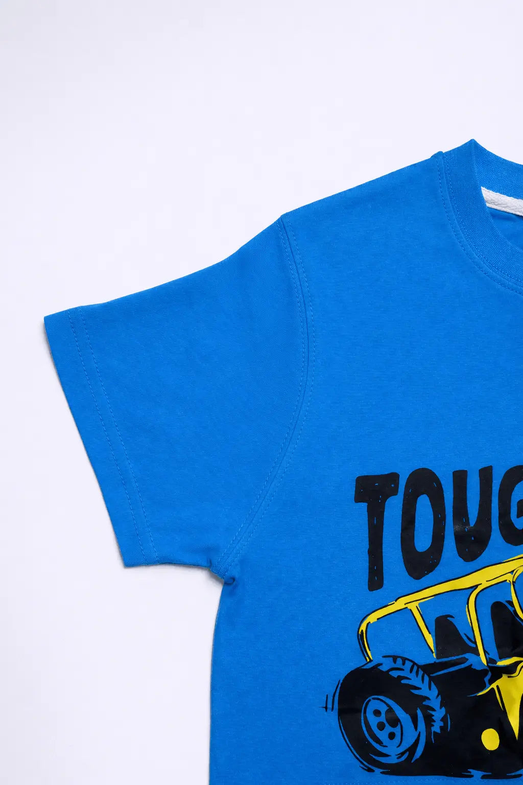 Boys blue cotton graphic t-shirt side view soft breathable kids wear — MiMo Pakistan