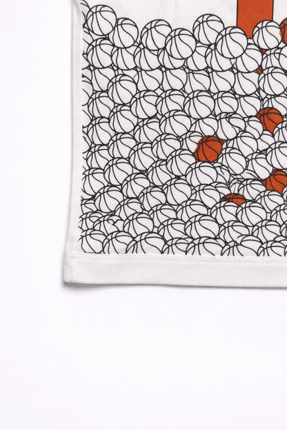 Boys white Basketball graphic t-shirt print close-up stitch for kids — MiMo Pakistan