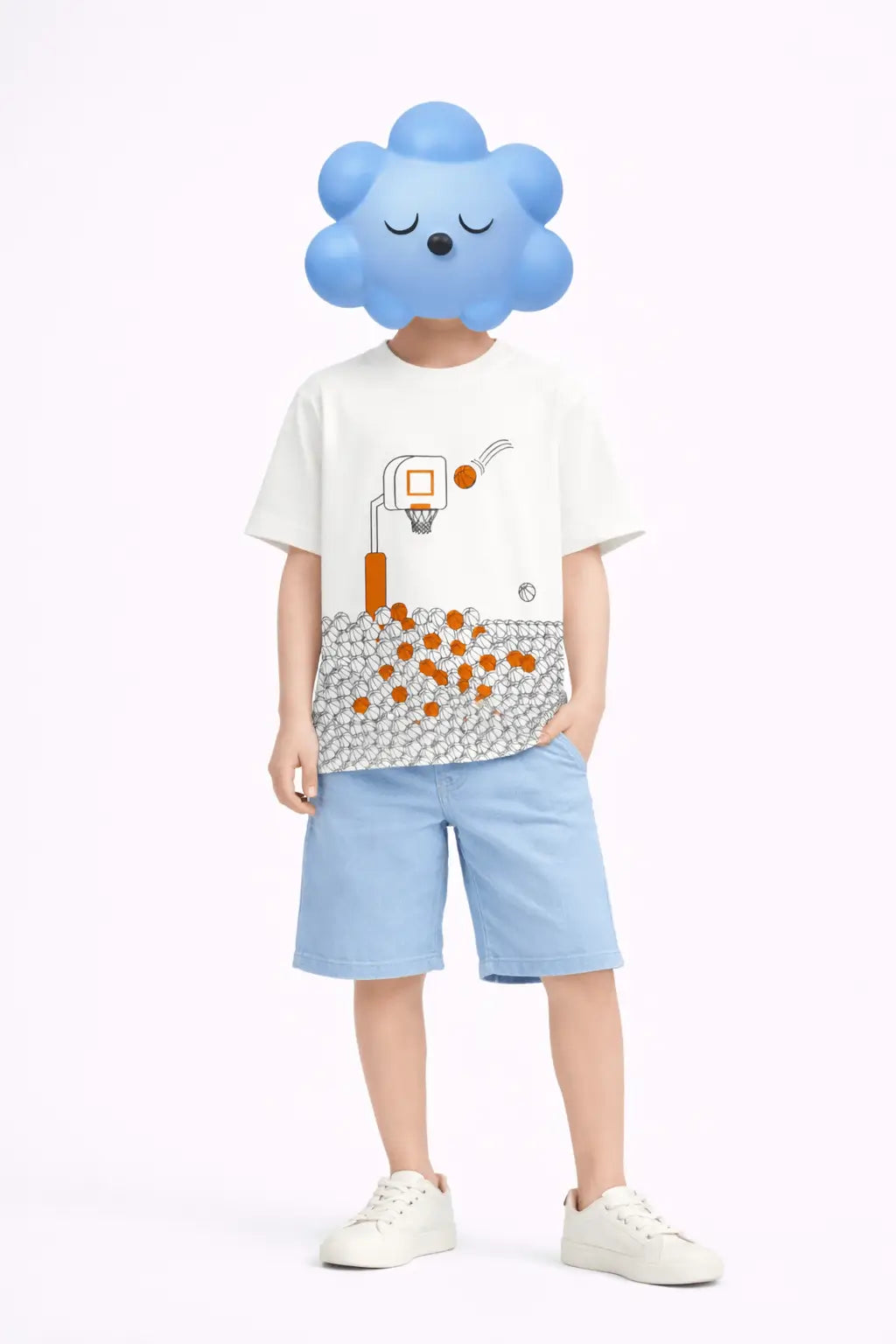 Boys white Basketball graphic t-shirt outfit for kids — MiMo Pakistan