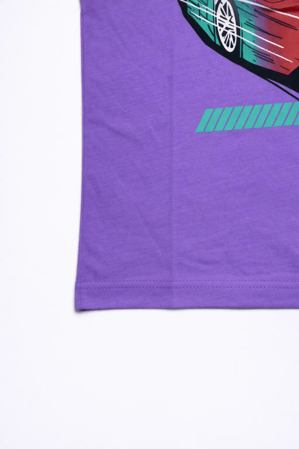 Boys purple Speed Machine graphic t-shirt side view soft cotton kids wear — MiMo Pakistan